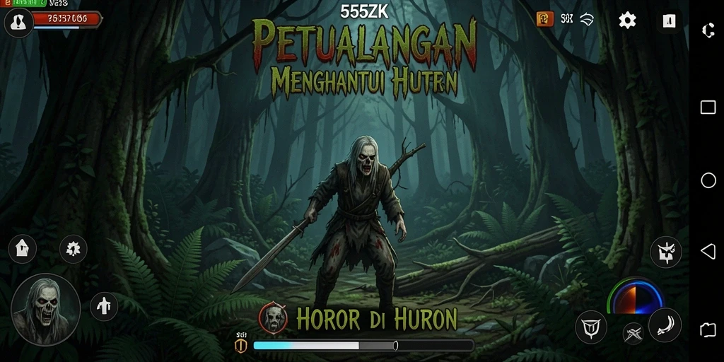 Antarmuka menakutkan dari petualangan hutan horor 555ZK.