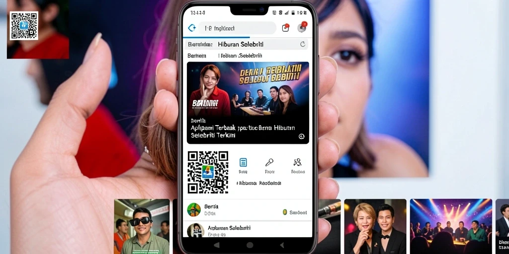 Tampilan antarmuka 8QR yang modern untuk berita hiburan.