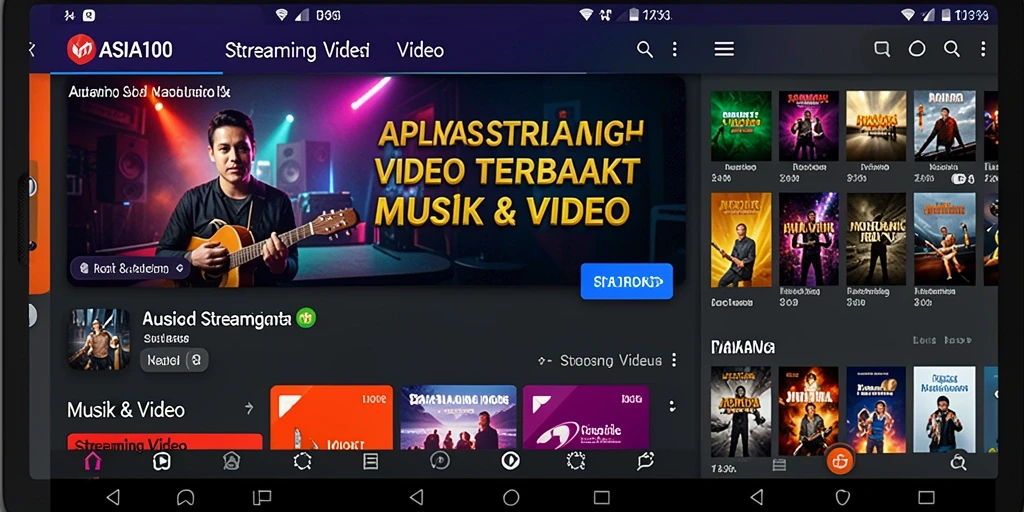 Tampilan antarmuka <strong>ASIA100</strong> dengan fitur streaming video berkualitas tinggi.