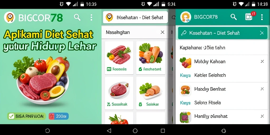 Antarmuka aplikasi BIGCOR78 untuk Diet Sehat.