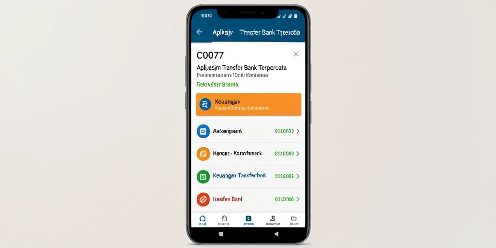 Tampilan antarmuka aplikasi C0077 untuk Transfer Bank yang user-friendly.