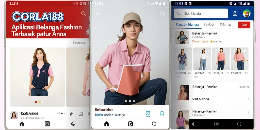 Tampilan modern dan fungsional dari aplikasi CORLA188 untuk belanja fashion.