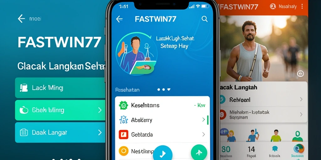 Tampilan antarmuka utama FASTWIN77 untuk pelacakan langkah.