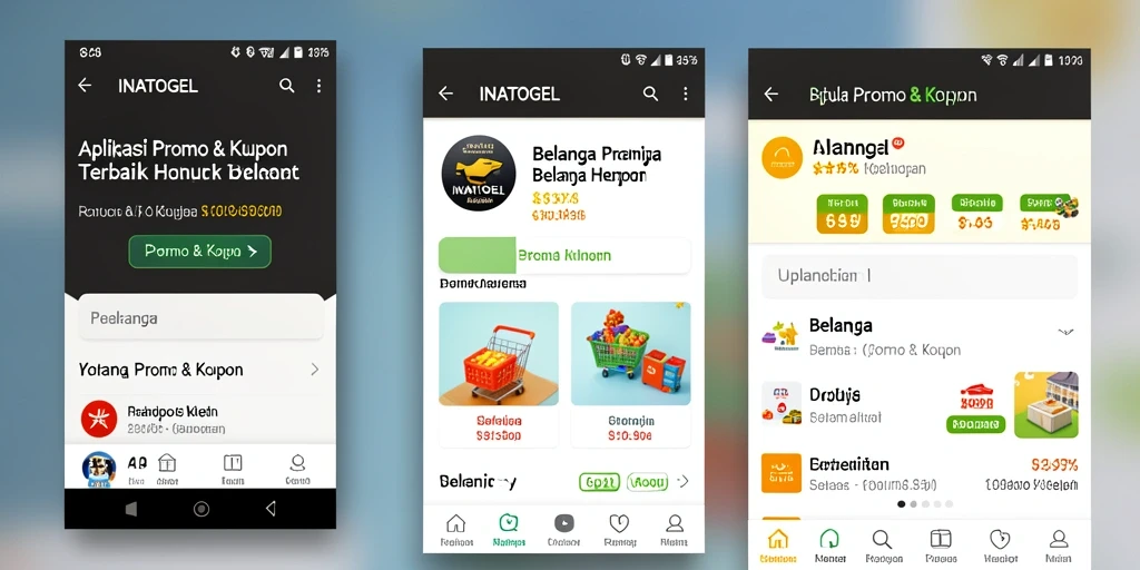 Tampilan antarmuka INATOGEL dengan berbagai pilihan kupon untuk belanja.