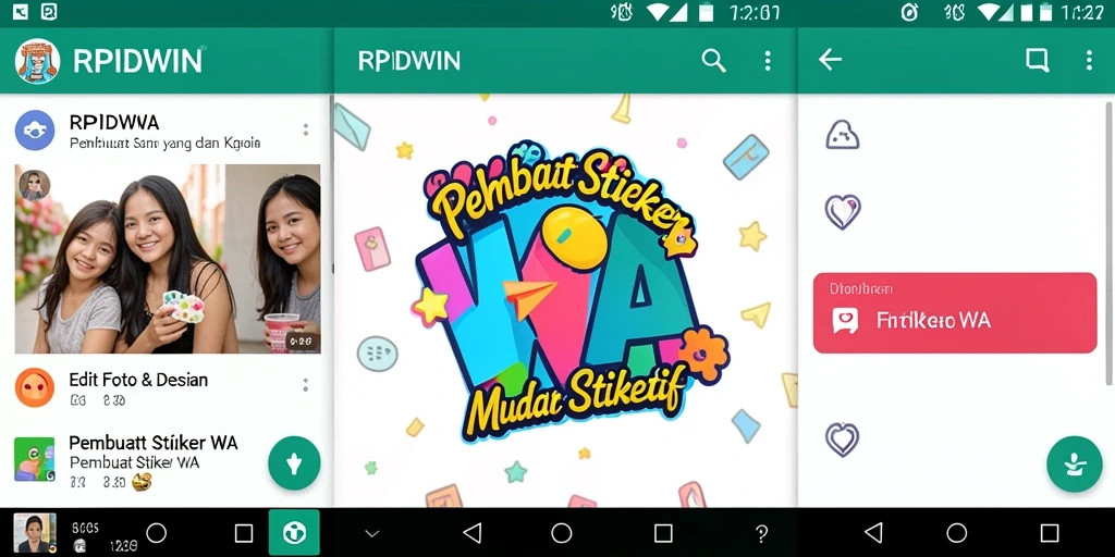 Antarmuka RPIDWIN untuk membuat stiker WhatsApp yang kreatif.
