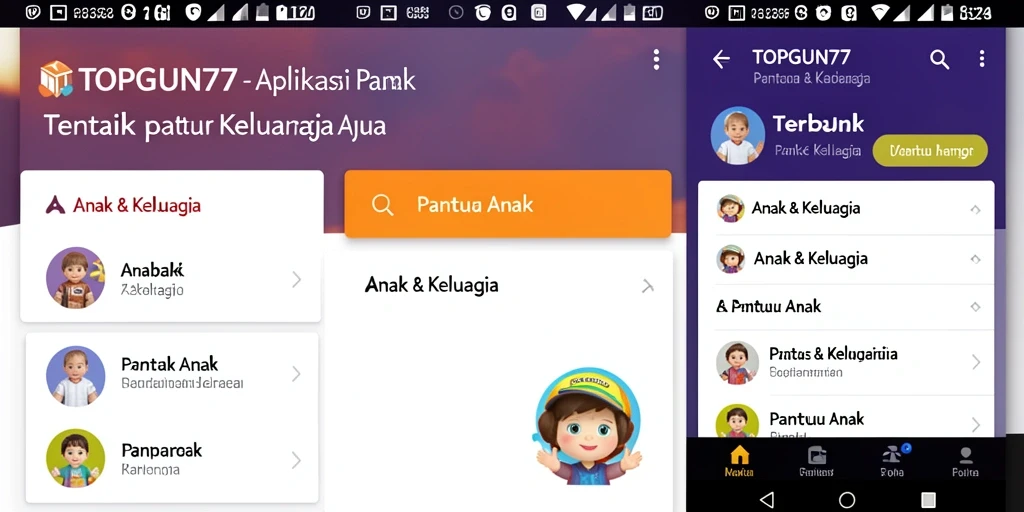 Tampilan antarmuka aplikasi TOPGUN77 untuk memantau anak.